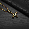 Vintage 304 Stainless Steel Viking Wolf Cross Hammer Pendant Necklaces for Men WG40DB5-02-2