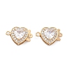 Heart Brass Micro Pave Cubic Zirconia Box Clasps KK-B125-15A-01G-1