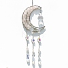 Wire Wrapped Natural Rose Quartz Chips & Metal Moon with Tree of Life Hanging Ornaments PW-WGC1F9E-06-1