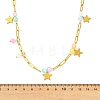 304 Stainless Steel Paperclip Chain Star Pendant Necklaces with Dyed Natural Selenite Beads for Women NJEW-JN06251-03-4
