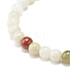 Natural Jadeite & Lava Rock Round Beaded Stretch Bracelet BJEW-JB07572-02-5