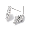 Brass Micro Pave Cubic Zirconia Stud Earring Findings KK-E107-24P-2