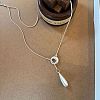Adjustable Wood Teardrop Tassel Alloy Chain Lariat Necklaces for Women WGF9A15-03-1