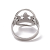 201 Stainless Steel Oval with Crown Finger Ring RJEW-J051-42P-3