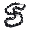 Natural Dyed & Heated Black Agate Nuggets Beaded Necklaces for Women Men NJEW-K388-01P-4
