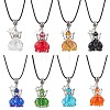 8Pcs 8 Colors Glass Seed Beaded Star Angel Pendant Black Waxed Cotton Cord Necklaces NJEW-MZ00144-2
