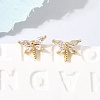 Brass Micro Pave Clear Cubic Zirconia Stud Earrings EJEW-C186-19G-01-3