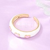 Brass Enamel Cuff Open Rings RJEW-P190-01G-01-3