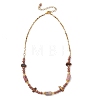 Natural Tiger Eye Chip & Round Persian Jade & Column Rhodonite Beaded Necklaces for Women NJEW-JN05633-4