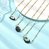 Natural Abalone Shell/Paua Shell Nuggets Pendant 304 Stainless Steel Satellite Chain Necklaces for Women NJEW-JN06092-1