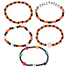 30Pcs 5 Style Synthetic Turquoise Skull & Acrylic Beaded Stretch Bracelets Set BJEW-BC0001-06-1