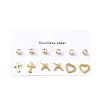 304 Stainless Steel Micro Pave Cubic Zirconia Stud Earrings Kits For Women EJEW-B112-01G-01-4