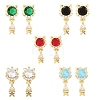 Brass Micro Pave Cubic Zirconia Dangle Stud Earrings EJEW-F405-24G-2