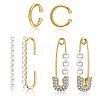 Brass Cuff Earrings and Hoop Earrings Sets EJEW-BB35146-14