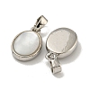 Rack Plating Brass Pave Natural White Shell Oval Charms KK-U025-07P-01-2