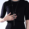 Trendy Zinc Alloy Rhinestone Rectangle and Tassel Pendant Sweater Necklaces NJEW-BB15022-7