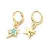 Star & Moon Real 18K Gold Plated Brass Dangle Leverback Earrings EJEW-L268-032G-04-2