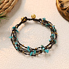 Synthetic Turquoise Chip & Alloy Beaded Multi-strand Bracelets WGA084D-05-1
