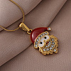 316 Surgical Stainless Steel & Glass Christmas Santa Claus Pendant Necklaces with Enamel for Women KI9452-1