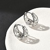 Hollow Triangle Brass Micro Pave Clear Cubic Zirconia Hoop Earrings EJEW-G452-04P-1