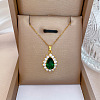 925 Silver Gemstone Necklace with Delicate Diamond Pendant - Elegant ST8942583-1