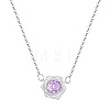 Brass Pave Lilac Cubic Zirconia Pendant Necklaces WG96DED-01-4