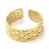 304 Stainless Steel Textured Open Cuff Ring for Women RJEW-I098-34G-2