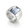 304 Stainless Steel & Glass Finger Rings FS-WGBA2F3-46-1