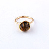 Iron Wire Wrapped Natural Tiger Eye Round Beaded Cuff Rings WGDBE9A-11-2