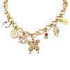 304 Stainless Steel Butterfly & Acrylic & Ceramic Flower Pendant Necklaces for Women NJEW-A063-13G-2