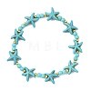 Synthetic Turquoise & Brass Beads Stretch Bracelets for Women Men BJEW-JB13877-01-3