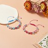 2Pcs 2 Color Round Natural Mixed Gemstone Braided Bead Bracelet BJEW-JB09303-2