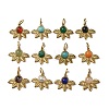 Ion Plating(IP) 304 Stainless Steel with Natural & Synthetic Gemstone Pendants STAS-G351-24G-1