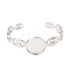304 Stainless Steel Coffee Bean Chain Cuff Bracelet Blanks with Flat Round Bezel Settings SA-CBA4160-02C-P-2