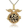 Golden Tone Brass Hollow Round Cage Pendants KK-J230-01G-3