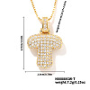 Elegant Brass Micro Pave Clear Cubic Zirconia 3D Initial Necklaces DV4415-17-1