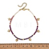 Natural Ruby & Rhodonite & Amethyst Faceted Round and Pearl Beaded Anklets AJEW-AN00872-02-4