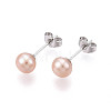 Pearl Ball Stud Earrings EJEW-Q701-01A-02-3