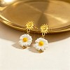 304 Stainless Steel & Handmade Porcelain Stud Dangle Earrings WG2AA73-01-4