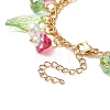 5Pcs 5 Color Glass Pearl & Trumpet Flower & Acrylic Leaf Charm Bracelets Set BJEW-JB08909-7