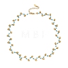304 Stainless Steel & Faceted Round Synthetic Turquoise Beaded Necklaces for Women NJEW-C119-03A-4