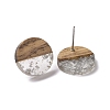 Resin & Walnut Wood Flat Round Stud Earrings with 304 Stainless Steel Pin for Women EJEW-N017-010B-01-2