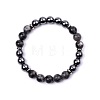 Natural Labradorite & Synthetic Non-magnetic Hematite Round Beads Stretch Bracelets for Women Men KJ2327-7-1