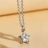 Brass Pave Clear Cubic Zirconia Star Pendant Necklaces for Women WGBD698-06-1