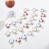 24Pcs 12 Style Tibetan Style Alloy Pendant Wine Glass Charms with Brass Hoop Earring Findings AJEW-AB00059-4