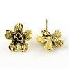 Tibetan Style Alloy Stud Earring Settings with Iron Pins MAK-R005-09AG-FF-1