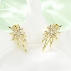 Star Brass Micro Pave Clear Cubic Zirconia Stud Earrings EJEW-D351-08G-5