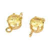 Brass Pave Cubic Zirconia Flat Round Connector Charms KK-P347-01G-01-3