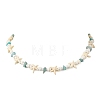 Ocean Natural Amazonite Chip & Natural White Shell Disc & Dyed Starfish Synthetic Turquoise Beaded Necklaces for Women NJEW-JN06390-2