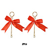2Pcs Aluminum & Polyester Bowknot & Acrylic Pearl Shoes Charms HJEW-YW00535-02-1